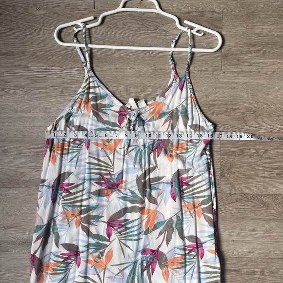 ROXY Tropical‎ Floral Womens Sundress Dress White Cream Sleeveless Medium Summer - Picture 5 of 9